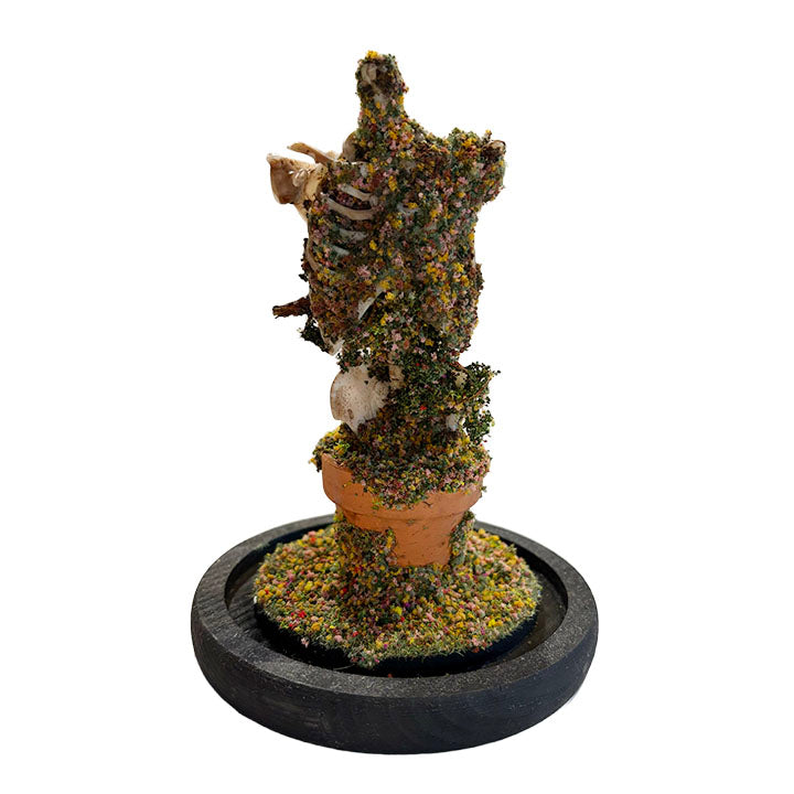 Large Floral Deflorate Sculpture, Black Base