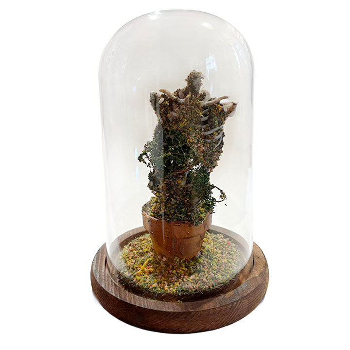 Large Floral Deflorate Sculpture, Brown Base