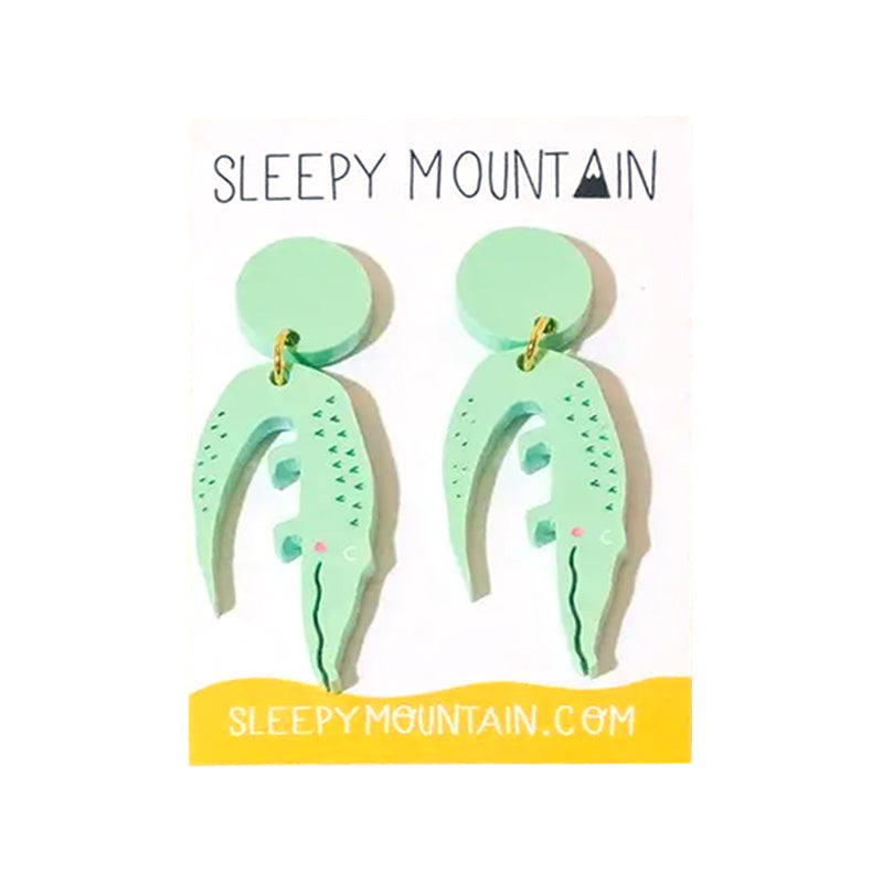 Alligator Dangle Earrings - Pastel Green