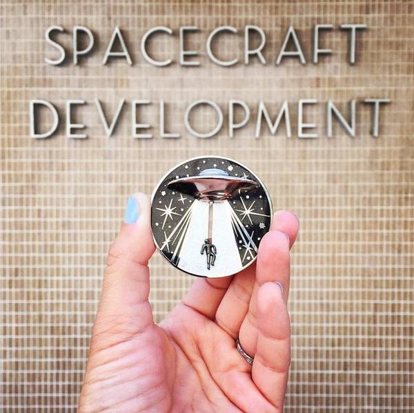 Alien Abduction Jumbo Action Pin by Maiden Voyage Clothing Co. available at FOLD Gallery