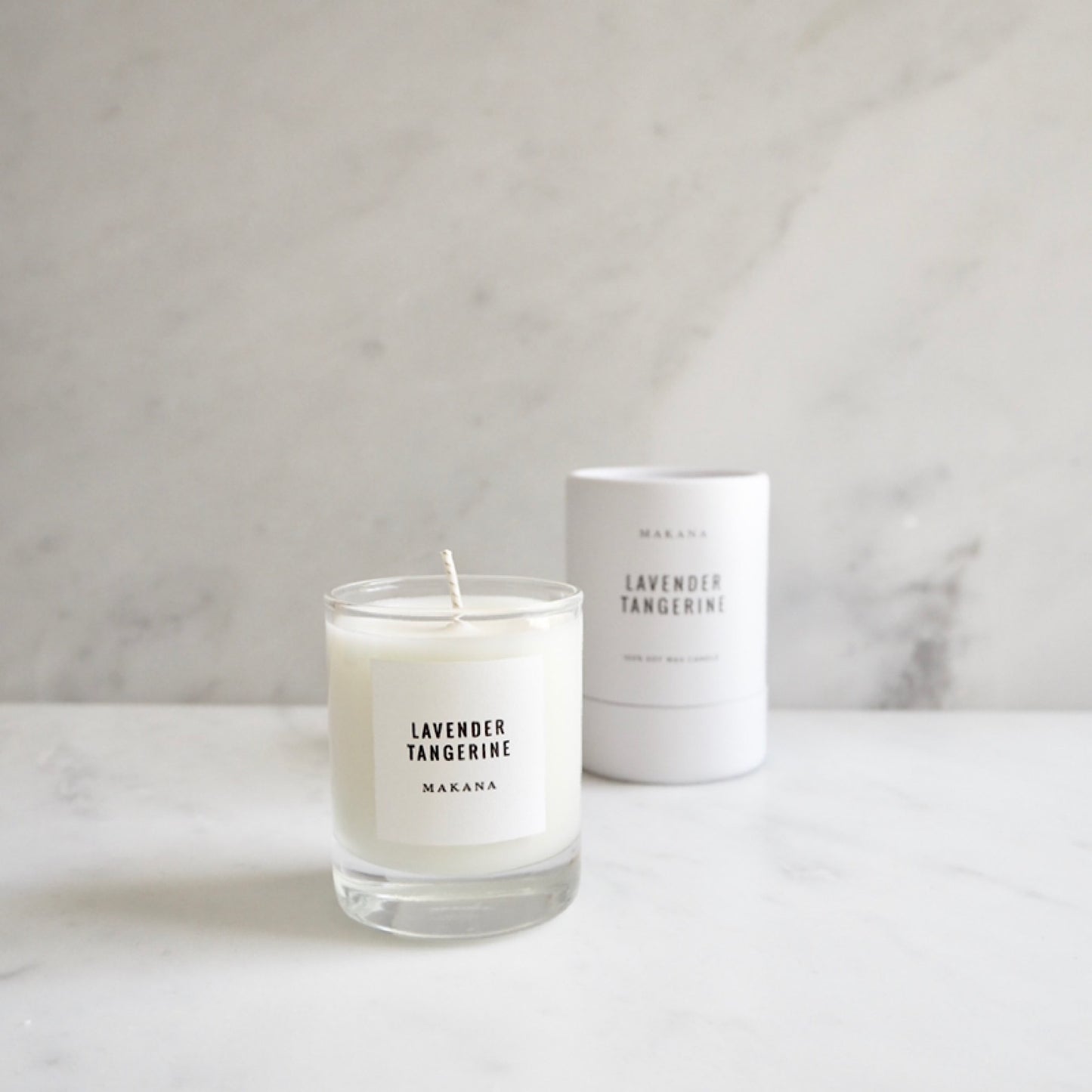 By Makana Candles Lavender Tangerine Candle: A composition of lavender, eucalyptus and tangerine, this scent promotes balance, peace and mindfulness. Hand-poured in-house in small batches using simple, clean ingredients – 100% soy wax, lead-free cotton wicking, and phthalate-free fragrances.