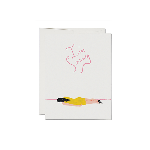 by Red Cap Cards. Face Down I'm Sorry Card details: 100lb heavyweight card stock. Foil. 4.25 x 5.5 inches. Illustrated by Emily Isabella. Please note that due to everyone’s monitor displaying differently, the colors you see may vary.