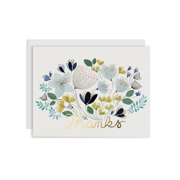 By Red Cap Cards. April Bouquet Thank You Card is printed on 100lb heavyweight cardstock with foil detail. Blank inside for a personal message. Illustrated by Anna Emilia Laitinen. Please note that due to everyone’s monitor displaying differently, the colors you see may vary. Measures 4.25 x 5.5 inches.