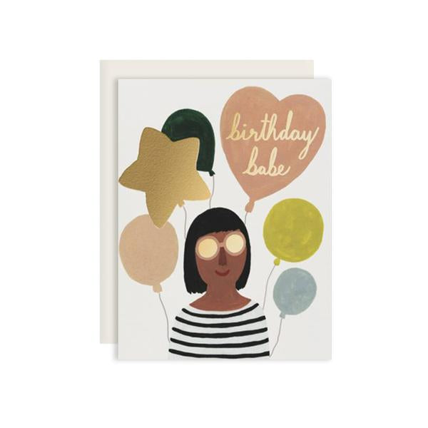 By Red Cap Cards. The Birthday Babe card is printed on 100lb heavyweight cardstock with foil detail. Blank inside for a personal message. Illustrated by Kate Pugsley. Please note that due to everyone’s monitor displaying differently, the colors you see may vary. Measures 4.25 x 5.5 inches. FOLD Gallery Dtla.