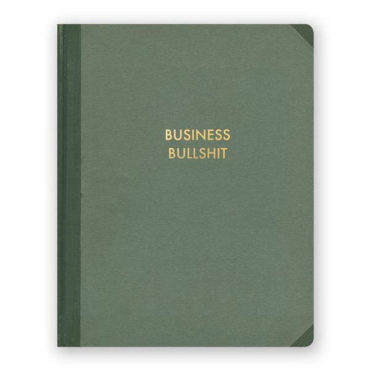 By The Mincing Mockingbird & The Frantic Meerkat. Business Bullshit Journal features 128 alternating squared and lined pages of 120 gsm creamy off-white paper that takes ink beautifully. Binding lies flat when open. Measures 7.75" tall x 9.75" wide. Also available in store at FOLD Gallery in DTLA.
