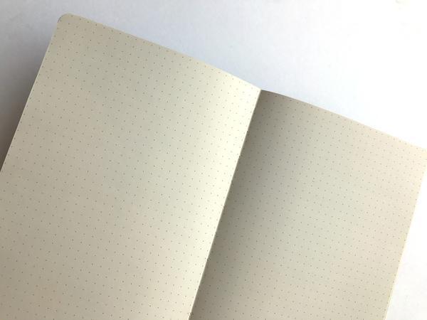 By The Mincing Mockingbird & The Frantic Meerkat. Ingenious Ideas Courtesy of Cannabis Journal: 120 light dotted grid pages of 120 gsm creamy off-white paper that takes ink beautifully. Binding lies flat when open. Measures 5 inch wide x 7 inch tall. Also available in store at FOLD Gallery DTLA.