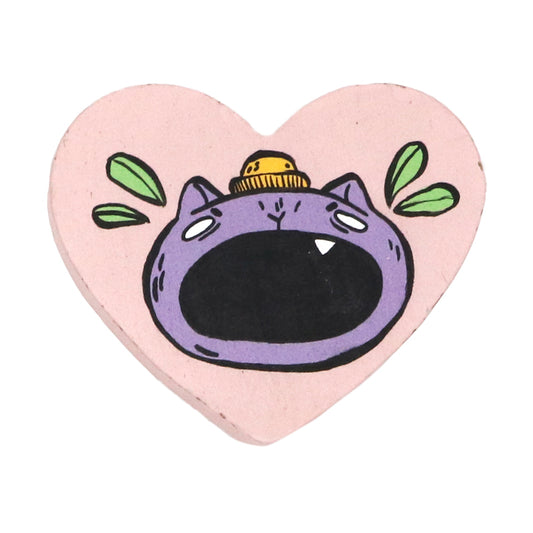 Yellow Beanie Purple Cat Heart