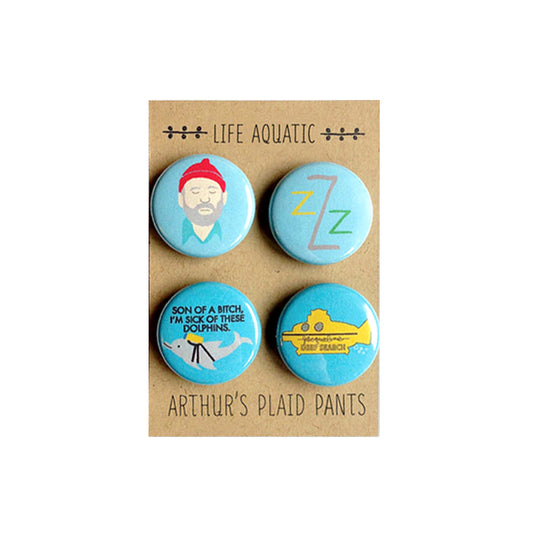 Life Aquatic 4 Piece Pinback Button Set