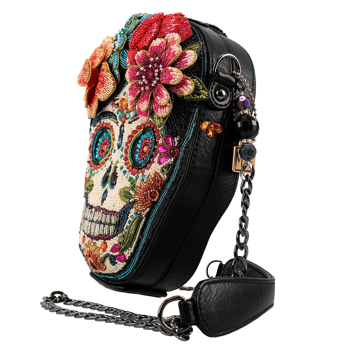 Bella Noche Sugar Skull Beaded Floral Crossbody Handbag