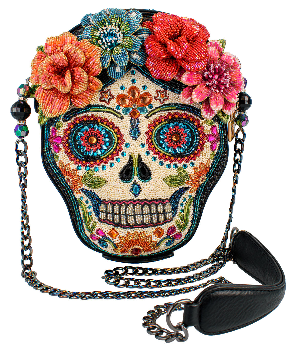 Bella Noche Sugar Skull Beaded Floral Crossbody Handbag