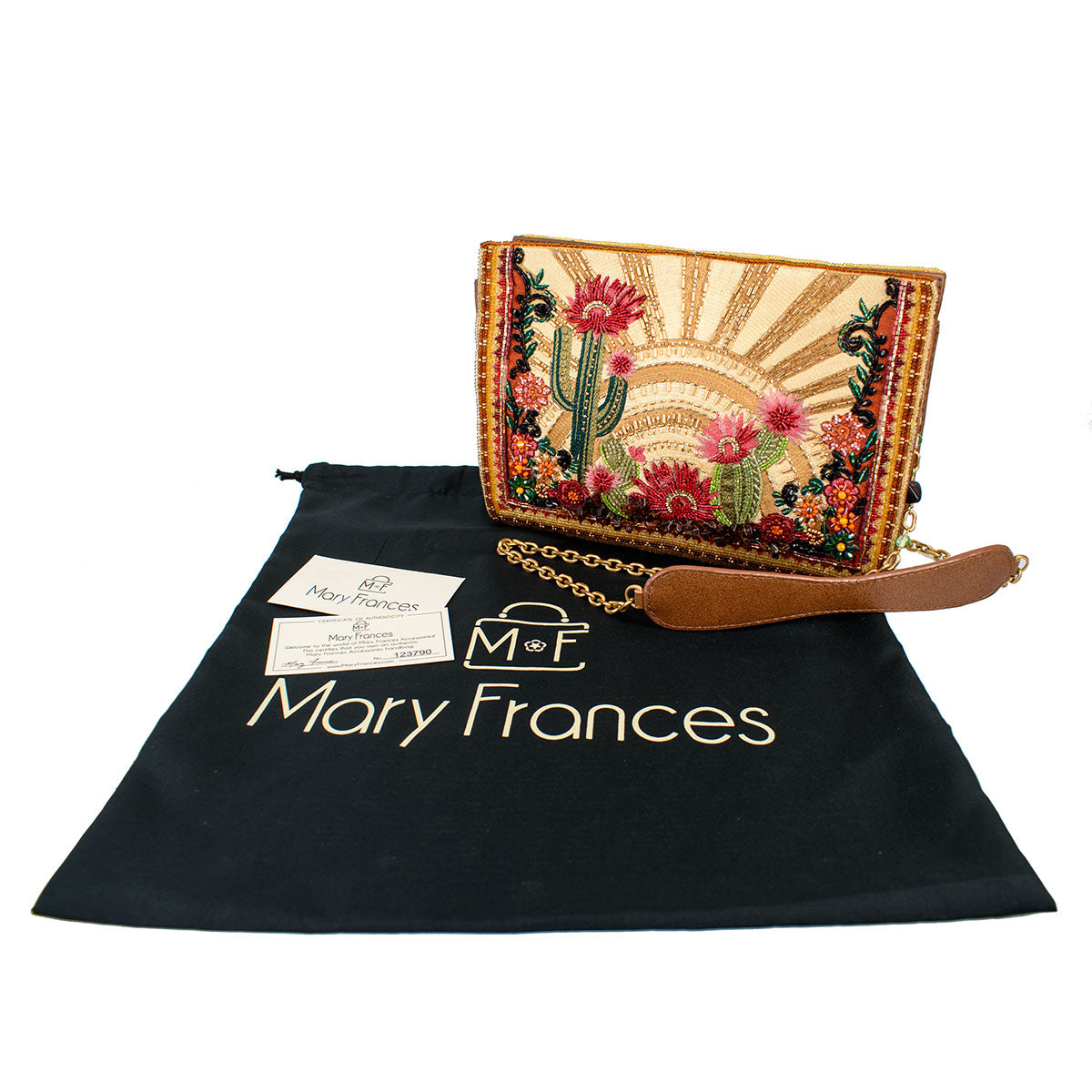 Desert Sunrise Beaded Cactus and Floral Crossbody Handbag