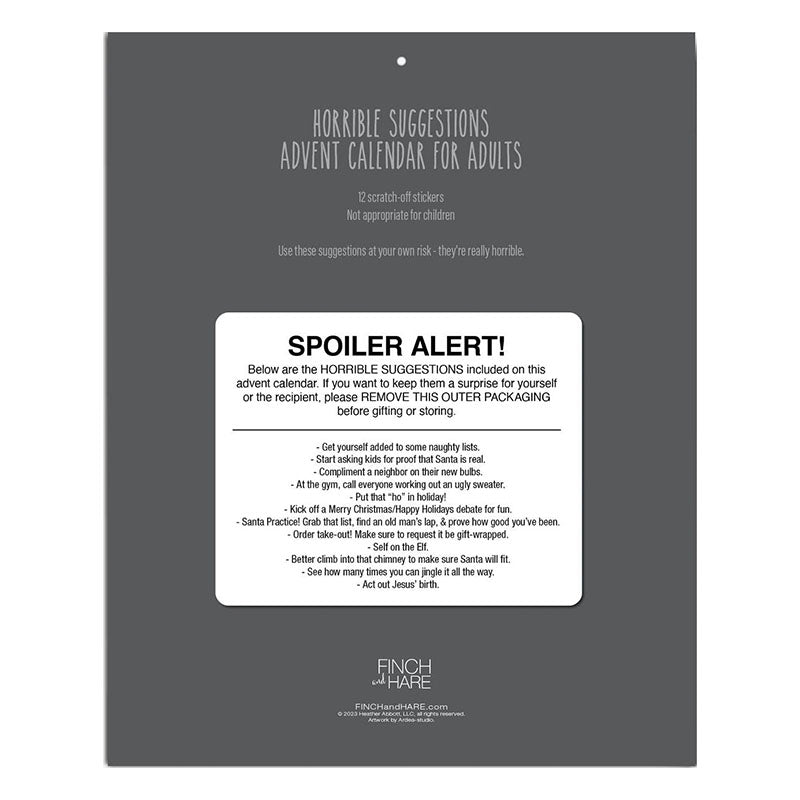 Adult Advent Calendar with Horrible Suggestions