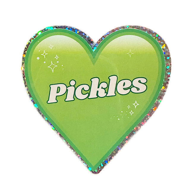Pickle Heart Glitter Sticker