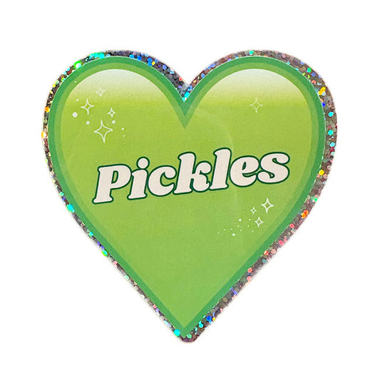 Pickle Heart Glitter Sticker