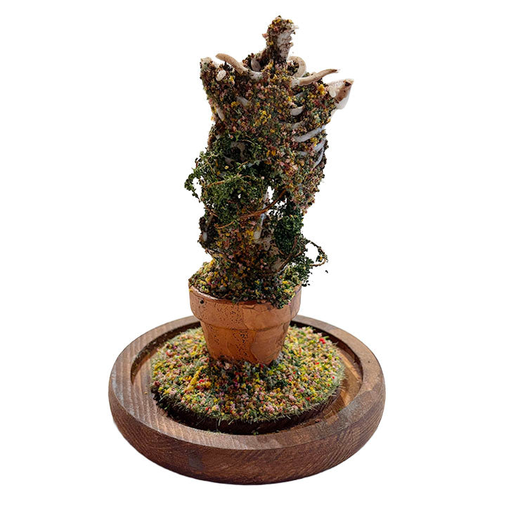 Large Floral Deflorate Sculpture, Brown Base