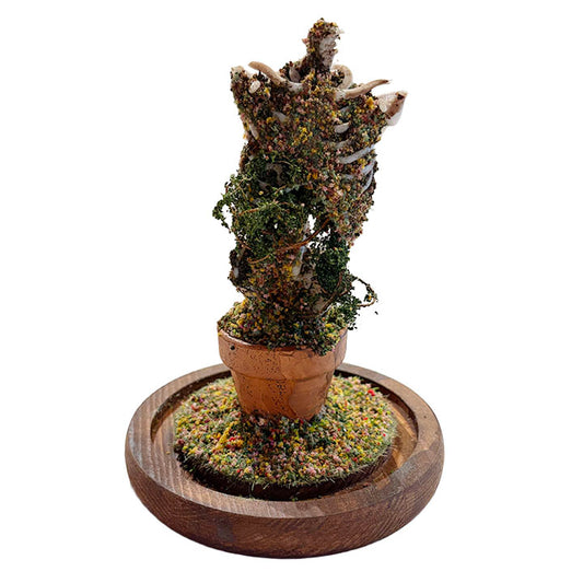Large Floral Deflorate Sculpture, Brown Base