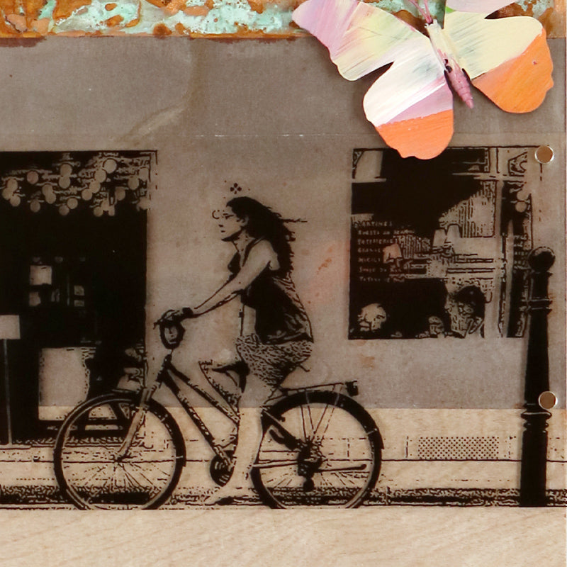 Girl on a Bike and Butterflies