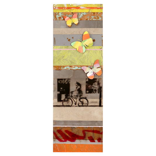 Girl on a Bike and Butterflies