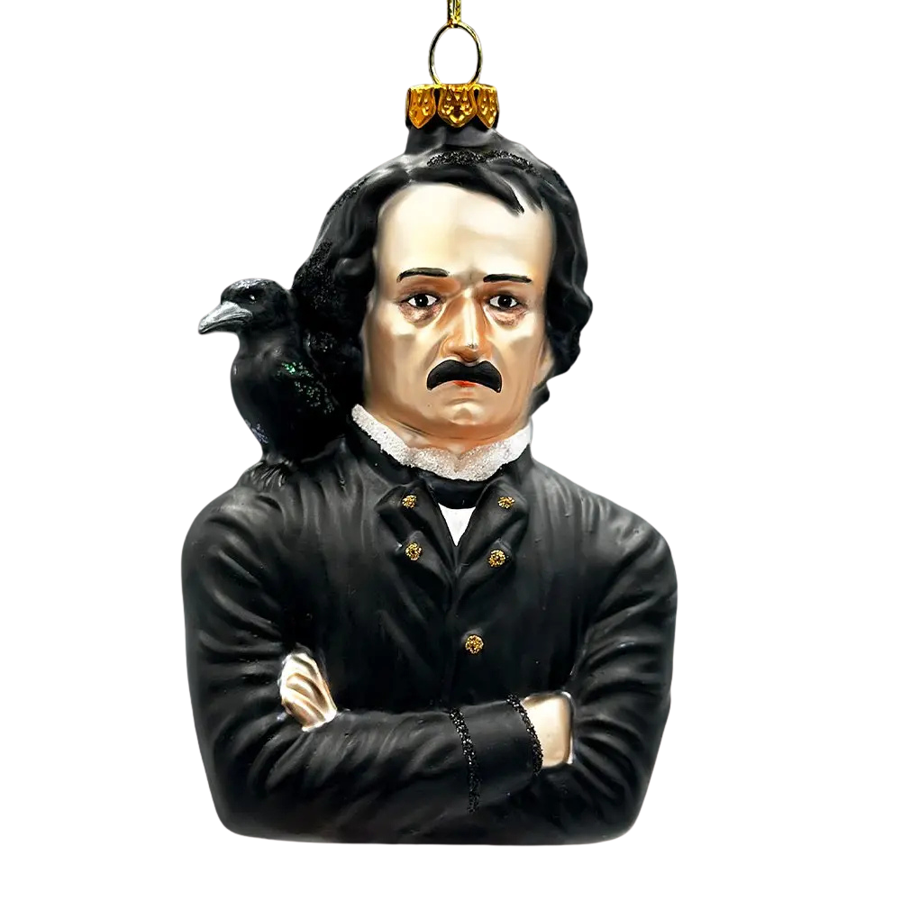 Edgar Allan Poe Glass Ornament