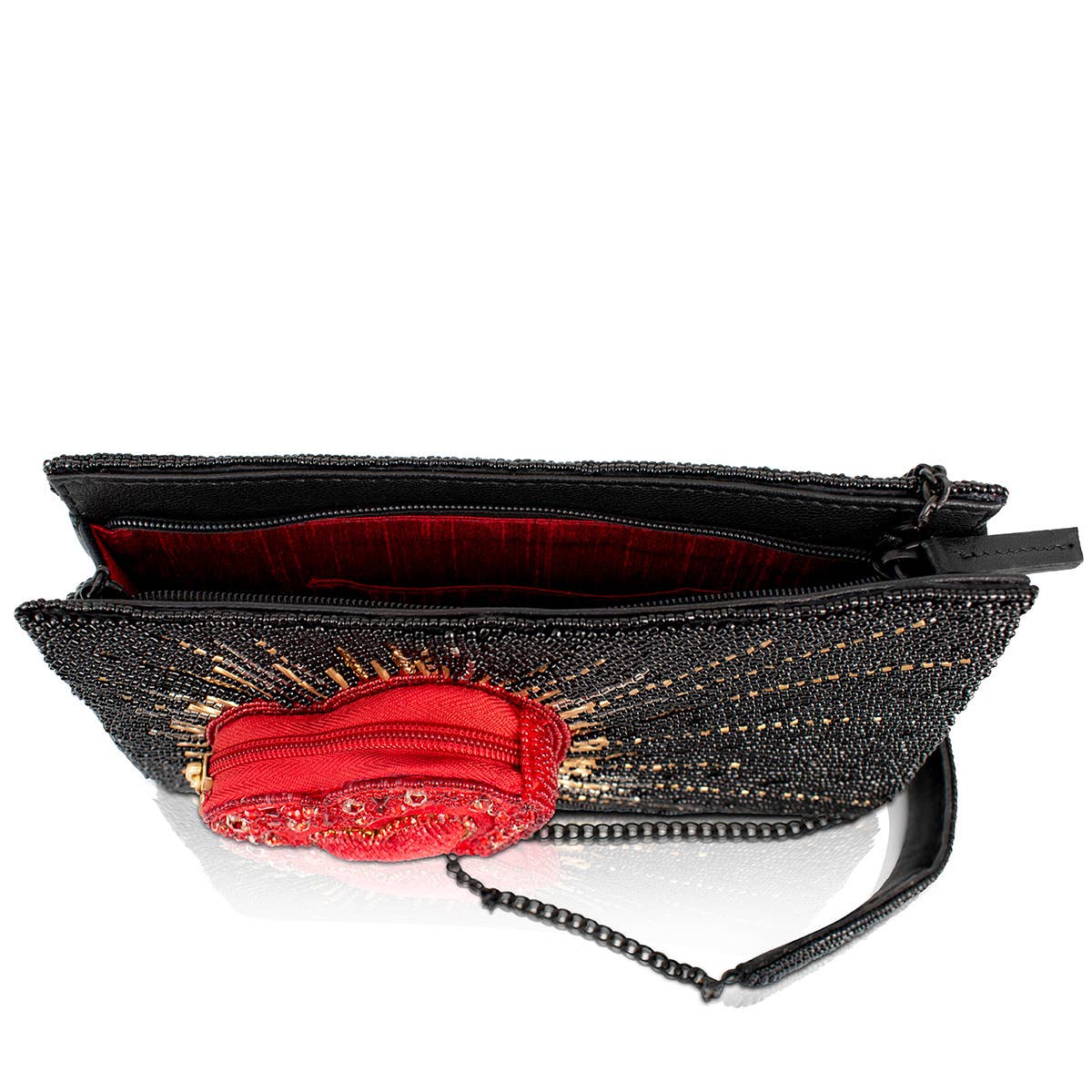 Stole My Heart Black with Red Heart Handbag