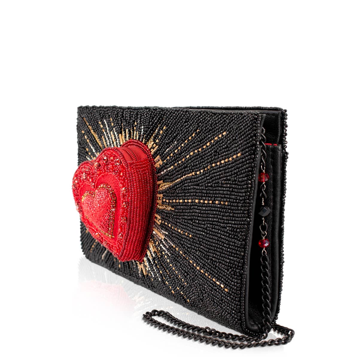 Stole My Heart Black with Red Heart Handbag
