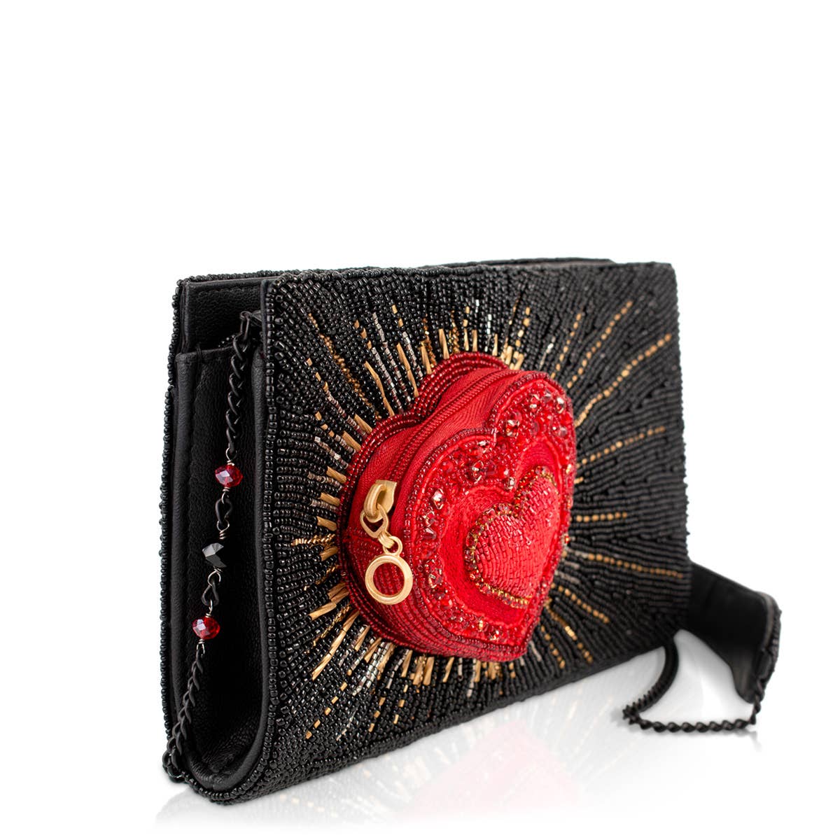 Stole My Heart Black with Red Heart Handbag