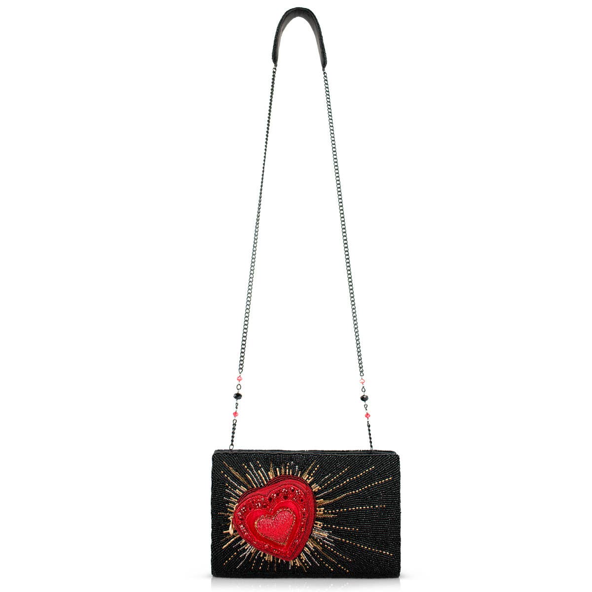 Stole My Heart Black with Red Heart Handbag