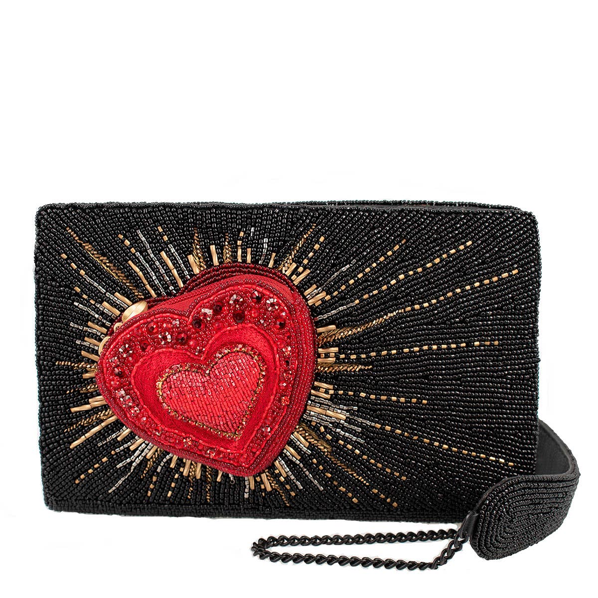 Stole My Heart Black with Red Heart Handbag