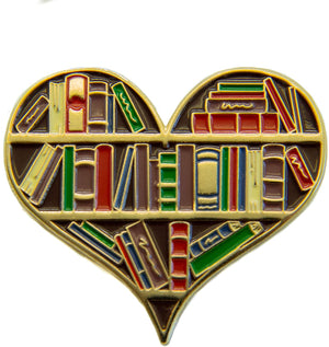 Library Book Heart Pin