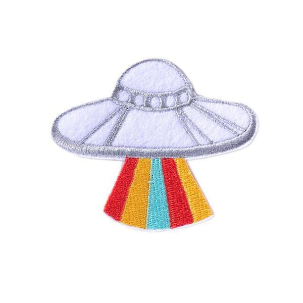 By Badge Bomb. UFO Space Ship Patch illustrated by Allison Cole. Measures 4x5 inches. Also available in store at FOLD Gallery DTLA.