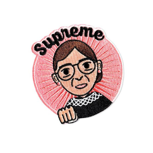 by Bored Inc. Embroidered Supreme RBG Ruth Bader Ginsburg Patch to iron-on or sew-on featuring the one and only Notorious RBG! Measures 3 x 3 inches. Also available in store at FOLD Gallery in DTLA.