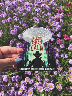 By Maiden Voyage Clothing Co. The Alien Abduction Glow in the Dark Patch available at FOLD Gallery