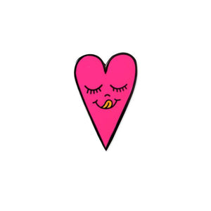 By Chris Uphues. This Neon Pink Heart Pin is made with super shiny black nickel and filled with smooth, high quality, enamel in neon pink and fluorescent orange. Pin comes with a rubber clutch for extra grip and mounted on Chris Uphues packaging. Perfect for gifting! Pin measures 1 inch tall. Also available in store at FOLD Gallery DTLA.