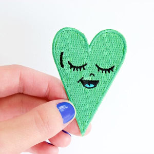 By Chris Uphues. High quality, 100% embroidered, iron-on Seafoam Green Heart Patch. Measures approximately 2.5 x 1.5 inches. Also available in store at FOLD Gallery DTLA.