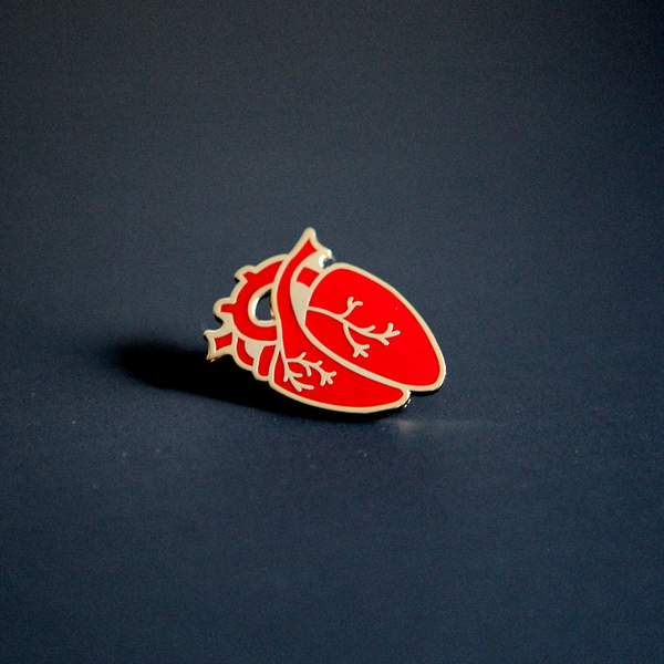 By City of Industry. An Anatomical Heart Pin with gold plating. Measures approximately 1.25 inch long.
