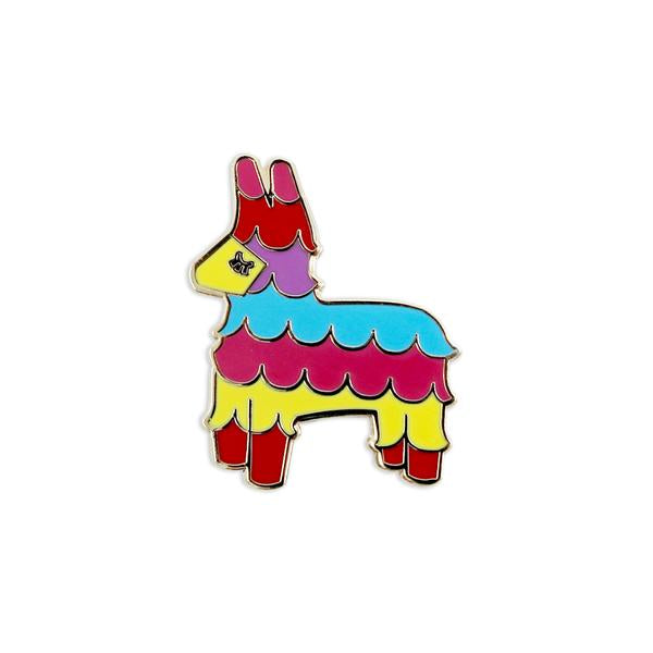 By City of Industry. Bring a little party wherever you go with this colorful Pinata Pin! Cloisonne pin with gold plating. Measures approximately 1.25 inch by 1 inch in size. Also available in store at FOLD Gallery DTLA.