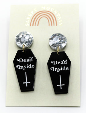Dead Inside Coffin Dangle Earrings