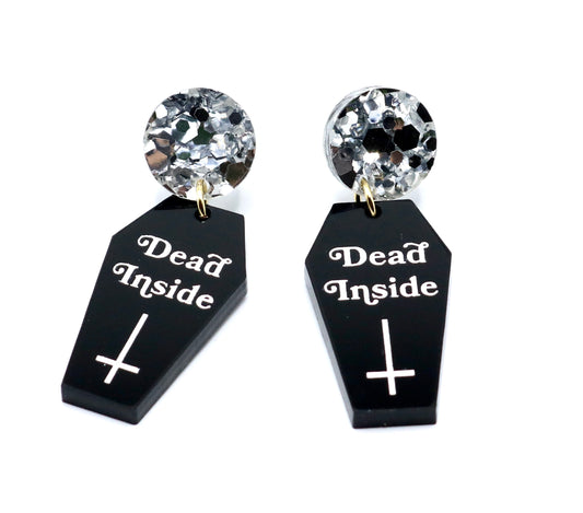 Dead Inside Coffin Dangle Earrings