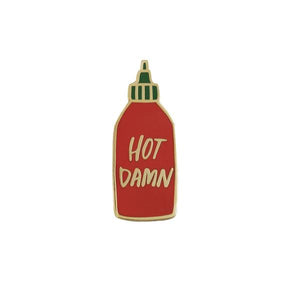 By Honey & Brie Design. HOT. DAMN. 'nuff said! Hard enamel Hot Damn Pin, gold plated metal. Measures 1.4 inch tall. Also available in store at FOLD Gallery DTLA.