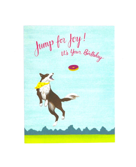 Jumping Donut Dog Birthday Card