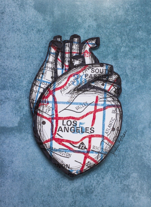 by Jennifer Korsen. This white matted digital I Heart LA - Blue Print is signed by the artist and available in 3 sizes: 4x6 digital print matted to 5x7, 5x7 digital print matted to 8x10, 8x10 digital print matted to 11x14. Also available in store at FOLD Gallery DTLA.