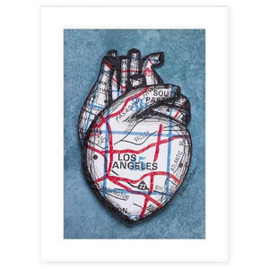 by Jennifer Korsen. This white matted digital I Heart LA - Blue Print is signed by the artist and available in 3 sizes: 4x6 digital print matted to 5x7, 5x7 digital print matted to 8x10, 8x10 digital print matted to 11x14. Also available in store at FOLD Gallery DTLA.