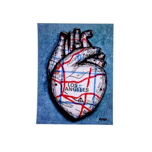 By Jennifer Korsen. L.A. Heart Blue Sticker measures 3 x 4 inches. Also available in store at FOLD Gallery DTLA.