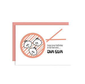 by Kiss and Punch Designs by Julie Stewart. Here's a perfect birthday Dim Sum Foodie Birthday Card for that dim sum fiend! Cards are blank inside. 4bar matching peachy coral envelope. As this is letterpress printed, each card is unique. Measures 3 1/2 x 4 7/8 inches.