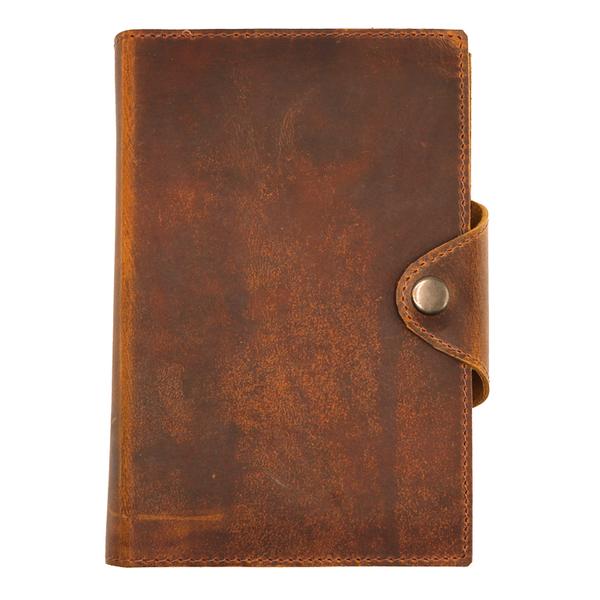 By Kodiak Leather. The Drifter Leather Journal in Antique Brown is the perfect travel companion. Made from Full Grain leather and complete with a snap button closure, this journal is the ultimate gift item for the world traveler or home body. 210 blank pages. Handmade artisan paper. Refillable. 5 x 7 x 2.5 inches.