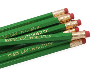 by LZ Pencils. Listing is for one Everyday I'm Hustlin Pencil. All type is set by hand and lovingly hand-pressed onto each and every pencil. Pencils write in standard #2 gray graphite, perfect for gifting. PLEASE NOTE COLORS ARE RANDOM AND WILL VARY FROM WHAT IS PICTURED.