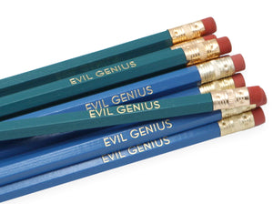 by LZ Pencils. Listing is for one Evil Genius Pencil. All type is set by hand and lovingly hand-pressed onto each and every pencil. Pencils write in standard #2 gray graphite, perfect for gifting. PLEASE NOTE COLORS ARE RANDOM AND WILL VARY FROM WHAT IS PICTURED.