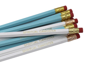 by LZ Pencils. Listing is for one Spiritual Gangster Pencil. All type is set by hand and lovingly hand-pressed onto each and every pencil. Pencils write in standard #2 gray graphite, perfect for gifting. PLEASE NOTE COLORS ARE RANDOM AND WILL VARY FROM WHAT IS PICTURED.