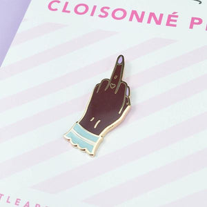 By Little Arrow. Boy Bye Pin - Dark is a cloisonné enamel pin set in 22kt plated gold. Comes with a rubber clutch. Measures 0.5 x 1.25 inches. Also available in store at FOLD Gallery in DTLA.