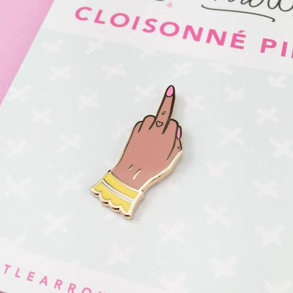 By Little Arrow. Boy Bye Pin - Medium is a cloisonné enamel pin set in 22kt plated gold with rubber clutch. Measures 0.5 x 1.25 inches. Also available in store at FOLD Gallery in DTLA.